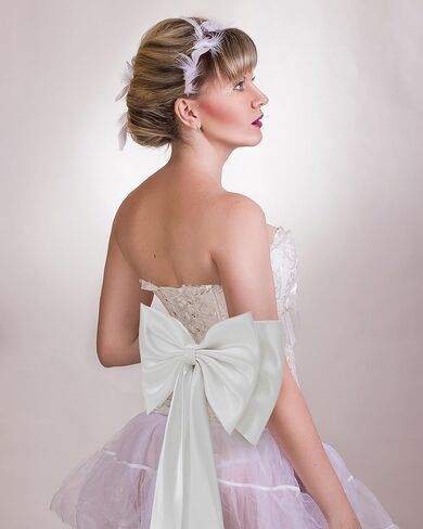 Bencailor Big Satin Bow Large Detachable Bow Train for Dress 17.72" Wide Waist Sash Belt Bride Formal Wedding Dress in Kuwait