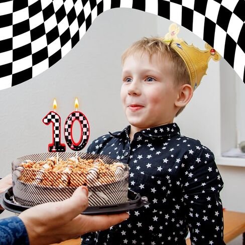 Black and White Plaid Digital Birthday Candles, Racing Theme Party Cake Decoration, Suitable for Lightning McQueen Cars Theme (3) in Saudi Arabia