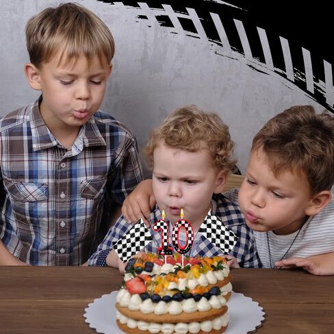 Black and White Plaid Digital Birthday Candles, Racing Theme Party Cake Decoration, Suitable for Lightning McQueen Cars Theme (3) in Saudi Arabia