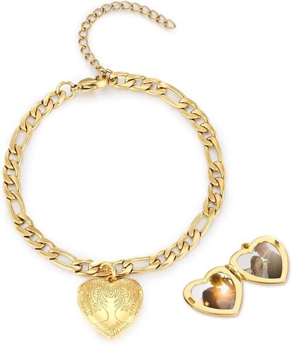 سوار Tughra Gold Locket للنساء ، 925 Sterling Silver Heart Bracelet Bracelets Memorial Memoriake Home Moles for Mom ، الزوجة ، عيد ميلاد الأم الابنة in Kuwait
