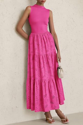 Prettygarden الفساتين الصيفية للنساء 2025 العيينة العيينة غير أكيمة زفاف ضيف Maxi فستان دبابة أعلى sundress مع جيوب in Kuwait