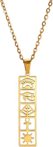 EUEAVAN Cartouche Pendant Necklace for Women Eye of Horus/Ankh Cross Necklace Cartouche Personalized Name Necklace Hieroglyph Ancient Egyptian Amulet Jewelry Gift in Saudi Arabia