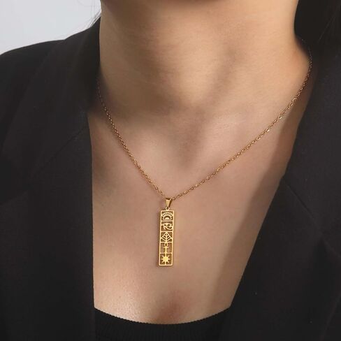 EUEAVAN Cartouche Pendant Necklace for Women Eye of Horus/Ankh Cross Necklace Cartouche Personalized Name Necklace Hieroglyph Ancient Egyptian Amulet Jewelry Gift in Saudi Arabia