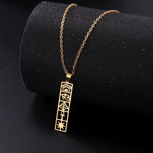 EUEAVAN Cartouche Pendant Necklace for Women Eye of Horus/Ankh Cross Necklace Cartouche Personalized Name Necklace Hieroglyph Ancient Egyptian Amulet Jewelry Gift in Saudi Arabia