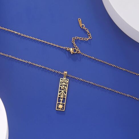 EUEAVAN Cartouche Pendant Necklace for Women Eye of Horus/Ankh Cross Necklace Cartouche Personalized Name Necklace Hieroglyph Ancient Egyptian Amulet Jewelry Gift in Saudi Arabia