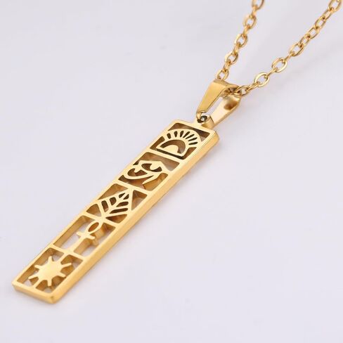 EUEAVAN Cartouche Pendant Necklace for Women Eye of Horus/Ankh Cross Necklace Cartouche Personalized Name Necklace Hieroglyph Ancient Egyptian Amulet Jewelry Gift in Saudi Arabia