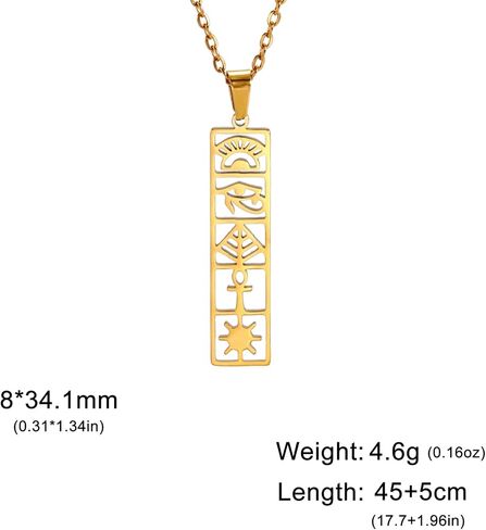 EUEAVAN Cartouche Pendant Necklace for Women Eye of Horus/Ankh Cross Necklace Cartouche Personalized Name Necklace Hieroglyph Ancient Egyptian Amulet Jewelry Gift in Saudi Arabia