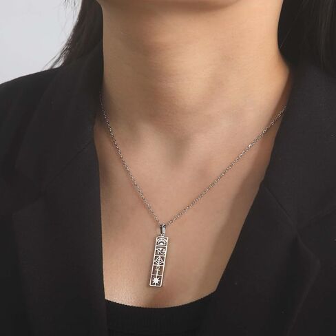 EUEAVAN Cartouche Pendant Necklace for Women Eye of Horus/Ankh Cross Necklace Cartouche Personalized Name Necklace Hieroglyph Ancient Egyptian Amulet Jewelry Gift in Saudi Arabia