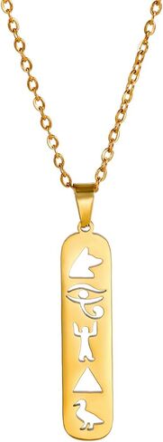 قلادة قلادة Cartoche Eueavan للنساء عين من Horus/Ankh Cross Netlace Cartouche اسم قلادة هيروغليفية هدايا مجوهرات مصرية قديمة in Saudi Arabia