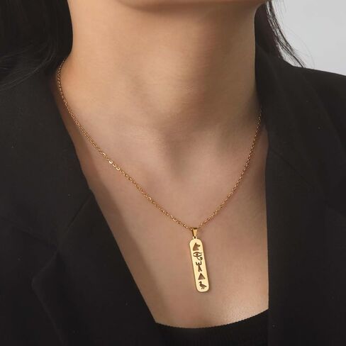 قلادة قلادة Cartoche Eueavan للنساء عين من Horus/Ankh Cross Netlace Cartouche اسم قلادة هيروغليفية هدايا مجوهرات مصرية قديمة in Saudi Arabia