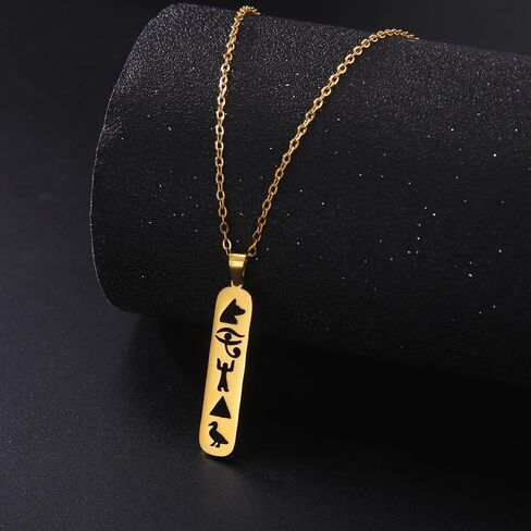 قلادة قلادة Cartoche Eueavan للنساء عين من Horus/Ankh Cross Netlace Cartouche اسم قلادة هيروغليفية هدايا مجوهرات مصرية قديمة in Saudi Arabia