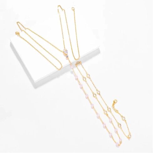 Bride Backless Rhinestone Waterdrop Body Chain Belly Waist Necklace in Saudi Arabia