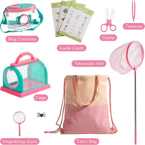 مجموعة أدوات المستكشف للأطفال من روبوتتايم، مجموعة أدوات التقاط الحشرات للأطفال، مجموعة الاستكشاف في الهواء الطلق معدات التخييم للأطفال في الهواء الطلق ألعاب المغامرات هدية للأولاد والبنات من عمر 3 إلى 12 عامًا in Kuwait