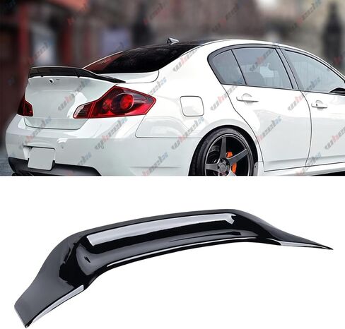 Rear Trunk Spoiler Compatible with 2007-2015 Infiniti G35 G25 G37 Q40 Sedan, R Style Duckbill Fits for 07-15 4-Door, High Kick Splitter Wing Lip (Glossy Black) in Kuwait