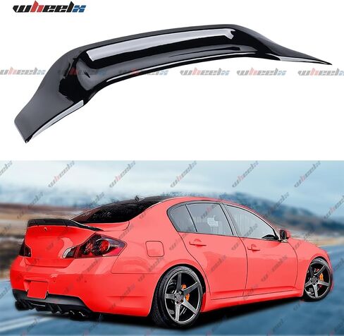 Rear Trunk Spoiler Compatible with 2007-2015 Infiniti G35 G25 G37 Q40 Sedan, R Style Duckbill Fits for 07-15 4-Door, High Kick Splitter Wing Lip (Glossy Black) in Kuwait
