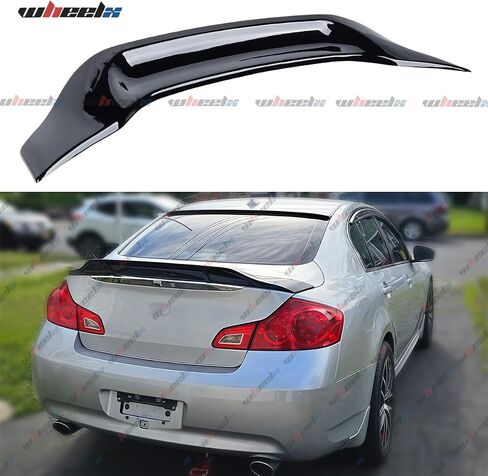 Rear Trunk Spoiler Compatible with 2007-2015 Infiniti G35 G25 G37 Q40 Sedan, R Style Duckbill Fits for 07-15 4-Door, High Kick Splitter Wing Lip (Glossy Black) in Kuwait