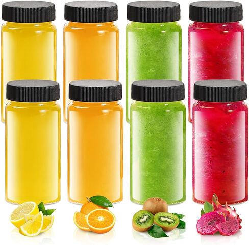 2oz Clear Glass Bottle with Lids, 60ml Small Glass Jar, Leakproof Mini Travel Bottles, Decorative Bottles Set for Juice, Wellness, Spices, 8 Pack in Kuwait