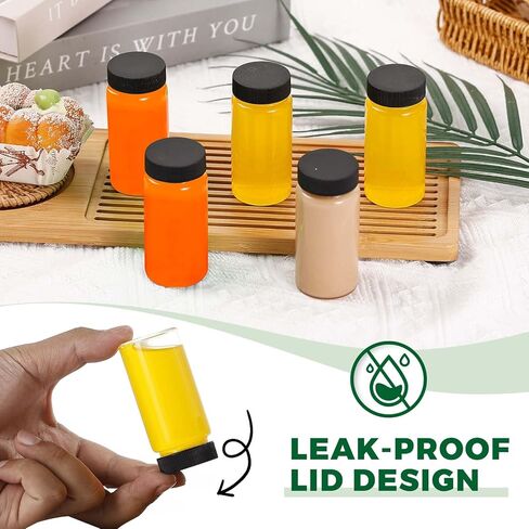 2oz Clear Glass Bottle with Lids, 60ml Small Glass Jar, Leakproof Mini Travel Bottles, Decorative Bottles Set for Juice, Wellness, Spices, 8 Pack in Kuwait