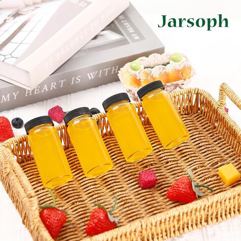 2oz Clear Glass Bottle with Lids, 60ml Small Glass Jar, Leakproof Mini Travel Bottles, Decorative Bottles Set for Juice, Wellness, Spices, 8 Pack in Kuwait