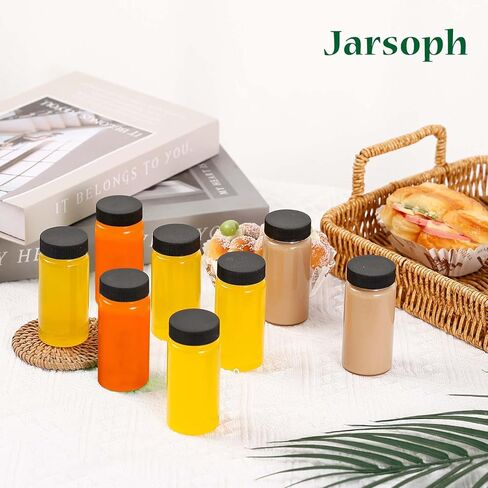 2oz Clear Glass Bottle with Lids, 60ml Small Glass Jar, Leakproof Mini Travel Bottles, Decorative Bottles Set for Juice, Wellness, Spices, 8 Pack in Kuwait