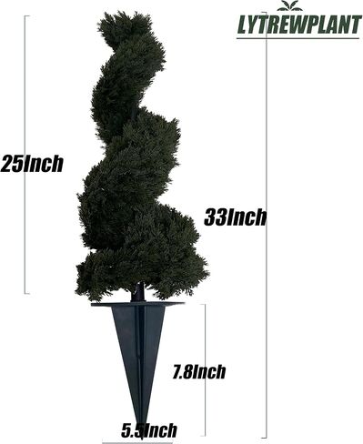 32" Artificial Boxwood Bush Spiral Topiary Tree UV Resistance Rated with Spike. Easy to Push in The Ground.Plant Looks Great in a Planter Anywhere. Indoor/Outdoor Decor 2 Pack in Saudi Arabia