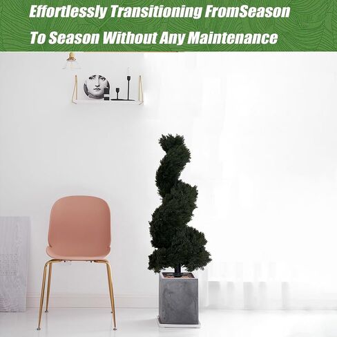 32" Artificial Boxwood Bush Spiral Topiary Tree UV Resistance Rated with Spike. Easy to Push in The Ground.Plant Looks Great in a Planter Anywhere. Indoor/Outdoor Decor 2 Pack in Saudi Arabia
