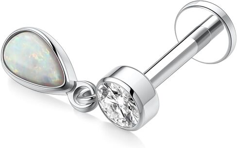 GAGABODY Labret Studs 16g G23 Titanium Lip Piercing Jewelry Water Drop Dangle Opal Internally Threaded Earrings Silver Tragus Earrings 16g Helix Stud Cartilage Piercing in Saudi Arabia