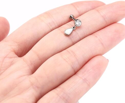 GAGABODY Labret Studs 16g G23 Titanium Lip Piercing Jewelry Water Drop Dangle Opal Internally Threaded Earrings Silver Tragus Earrings 16g Helix Stud Cartilage Piercing in Saudi Arabia
