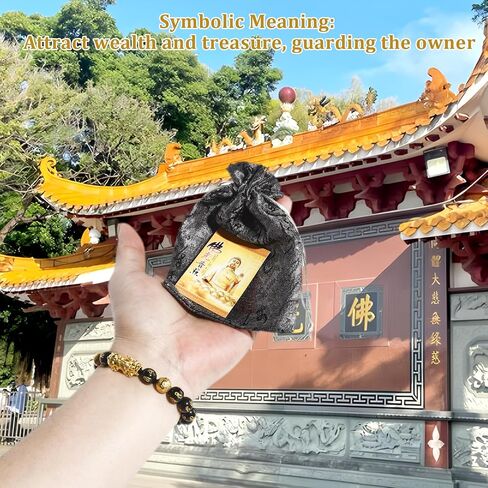 buiufish Feng Shui Bracelet 24K Gold Plated PiXiu Bracelet, Obsidian Dragon Protection Meditation Decompression Prayer Beads Lucky Wealth Bracelets for Men Women in Kuwait