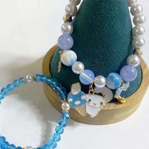 CJIAYUJEW Cute Bracelet Crystal Pearl Bracelets, Anime Elastic Stretch Crystal Bead Bracelet Lovely Cartoon Elastic Beaded Bracelets for Women in Saudi Arabia