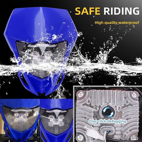 AnXin Dirt Bike Headlight,Motorcycle LED Head Light Universal for YZ125 YZ250 TTR230 YZ250F YZ450F DRZ400 WR250F WR450F Most Dirt Pit Bike Supermoto Enduro Motocross Blue in Kuwait