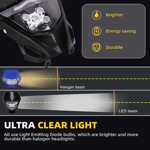 AnXin Dirt Bike Headlight,Motorcycle LED Head Light Universal for YZ125 YZ250 TTR230 YZ250F YZ450F DRZ400 WR250F WR450F Most Dirt Pit Bike Supermoto Enduro Motocross Blue in Kuwait