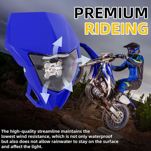 AnXin Dirt Bike Headlight,Motorcycle LED Head Light Universal for YZ125 YZ250 TTR230 YZ250F YZ450F DRZ400 WR250F WR450F Most Dirt Pit Bike Supermoto Enduro Motocross Blue in Kuwait