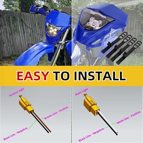 AnXin Dirt Bike Headlight,Motorcycle LED Head Light Universal for YZ125 YZ250 TTR230 YZ250F YZ450F DRZ400 WR250F WR450F Most Dirt Pit Bike Supermoto Enduro Motocross Blue in Kuwait