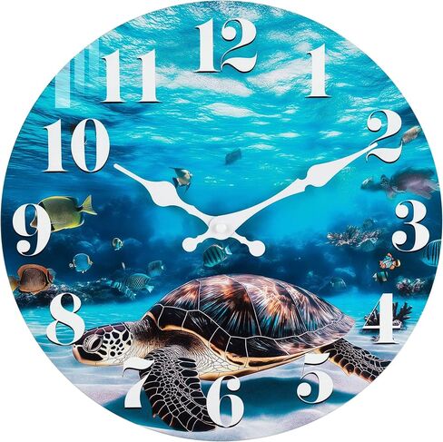 Jomparis Wall Clock Batcle يتم تشغيله على الشاطئ الساحلي المظهر الداخلي في الهواء الطلق ديكور مقاوم للماء لحمام غرفة نوم بركة بيترو المنزل (8 بوصات ، أزرق) in Kuwait