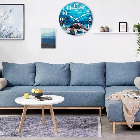 Jomparis Wall Clock Batcle يتم تشغيله على الشاطئ الساحلي المظهر الداخلي في الهواء الطلق ديكور مقاوم للماء لحمام غرفة نوم بركة بيترو المنزل (8 بوصات ، أزرق) in Kuwait