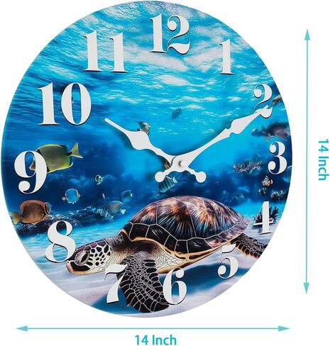 Jomparis Wall Clock Batcle يتم تشغيله على الشاطئ الساحلي المظهر الداخلي في الهواء الطلق ديكور مقاوم للماء لحمام غرفة نوم بركة بيترو المنزل (8 بوصات ، أزرق) in Kuwait
