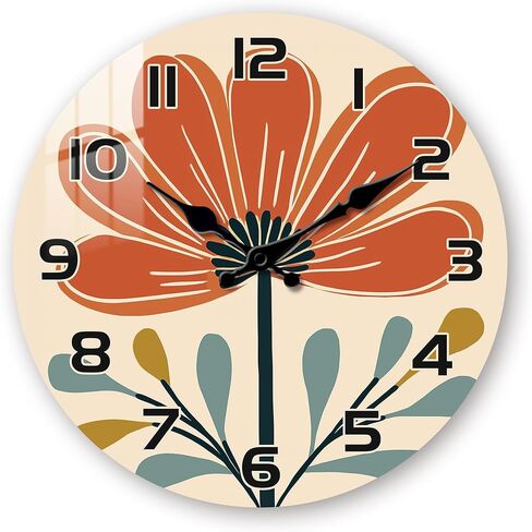 10" Boho Floral Wall Clock - Silent Wall Clocks Battery Operated - Farmhouse Small Wall Clocks Non Ticking for Living Room Kitchen Bedroom Wall Decor in Kuwait