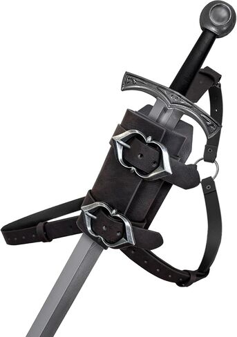 HiiFeuer Medieval Faux Leather Back Sword Frog, Vintage Adjustable Sword Holster, Middle Ages Back Sword Sheath Holster in Saudi Arabia