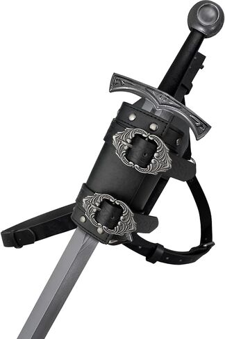 HiiFeuer Medieval Faux Leather Back Sword Frog, Vintage Adjustable Sword Holster, Middle Ages Back Sword Sheath Holster in Saudi Arabia