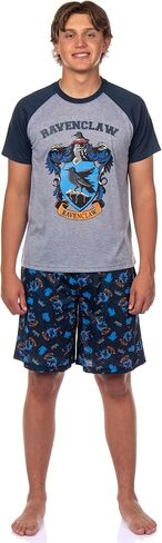 هاري بوتر هوجورتس قلعة الرجال قمة 2 قطعة راجلان بيجاما مجموعة قصيرة - Gryffindor Slytherin Ravenclaw Hufflepuff in Kuwait