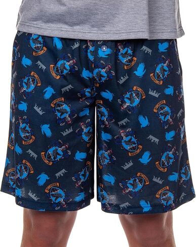 هاري بوتر هوجورتس قلعة الرجال قمة 2 قطعة راجلان بيجاما مجموعة قصيرة - Gryffindor Slytherin Ravenclaw Hufflepuff in Kuwait