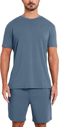 netdraw Men's Ultra Soft Bamboo Viscose Pajama Sets Lightweight Comfy Lounge Sleep Short Sleeve Pjs Sleepwear in Saudi Arabia