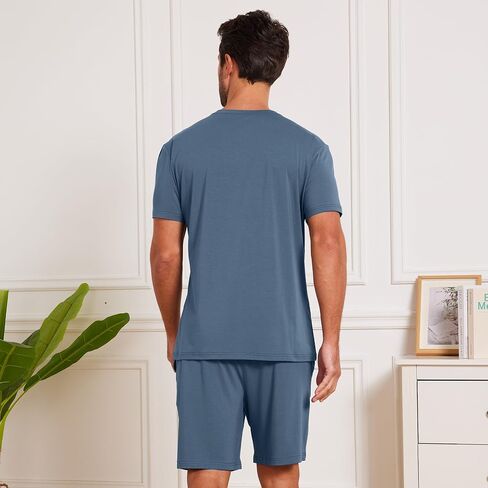 netdraw Men's Ultra Soft Bamboo Viscose Pajama Sets Lightweight Comfy Lounge Sleep Short Sleeve Pjs Sleepwear in Saudi Arabia