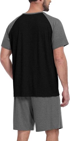 Mens Pajama Set Summer Pjs Sleepwear Lightweight Short Sleeve Pjs Soft Comfy Sleep Set With Pocket in Kuwait