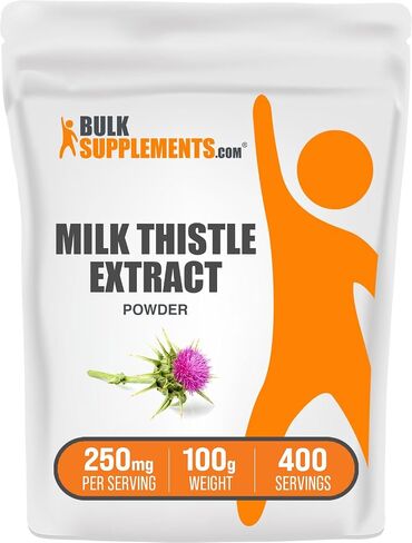 BulkSupplements.com Milk Thistle Extract Powder - Herbal Extract for Liver Health, Milk Thistle Supplement - Gluten Free, 250mg per Serving, 250g (8.8 oz) (Pack of 1) in Saudi Arabia