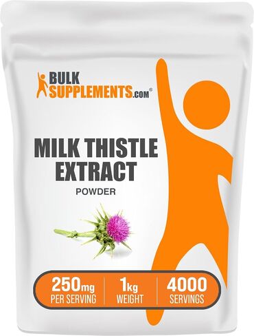 BulkSupplements.com Milk Thistle Extract Powder - Herbal Extract for Liver Health, Milk Thistle Supplement - Gluten Free, 250mg per Serving, 250g (8.8 oz) (Pack of 1) in Kuwait