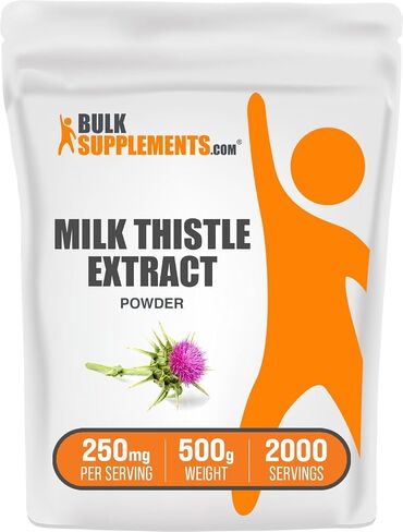 BulkSupplements.com Milk Thistle Extract Powder - Herbal Extract for Liver Health, Milk Thistle Supplement - Gluten Free, 250mg per Serving, 250g (8.8 oz) (Pack of 1) in Kuwait