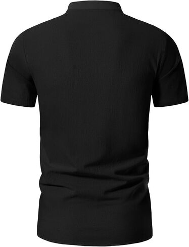 KUYIGO Men's Cotton Linen Shirt Pirate Vintage Short Sleeve Lace Up Renaissance Costume Beach Top in Saudi Arabia