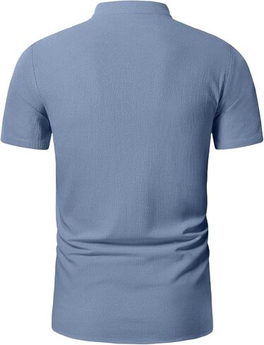 KUYIGO Men's Cotton Linen Shirt Pirate Vintage Short Sleeve Lace Up Renaissance Costume Beach Top in Saudi Arabia